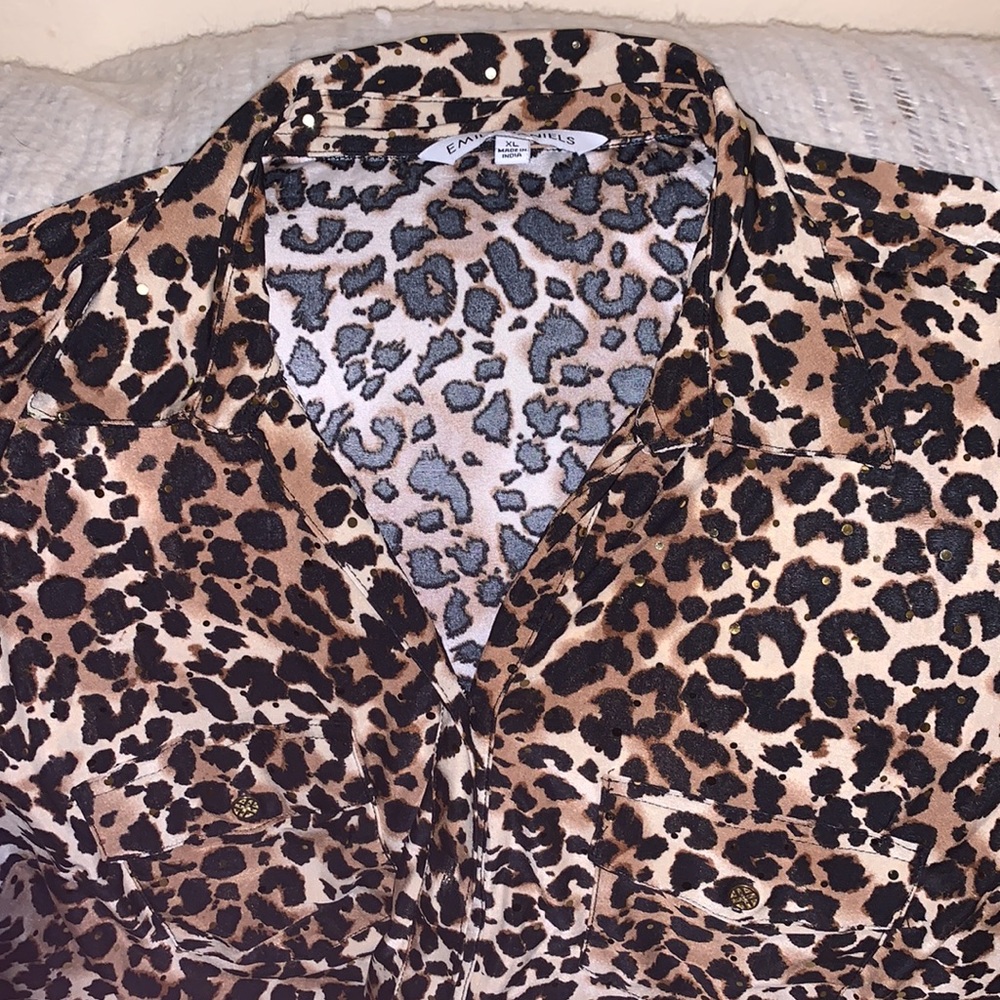 Emily Daniels Cheetah Print Button Blouse - image 3